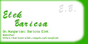 elek baricsa business card